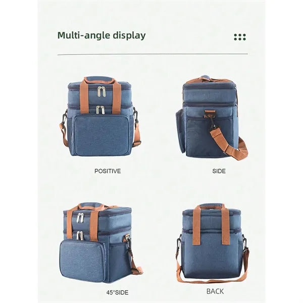 Insulated Cooler Double Layer Lunch Bag with Handle
