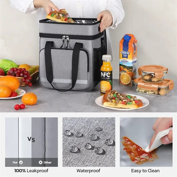 Insulated Cooler Double Layer Lunch Bag with Handle