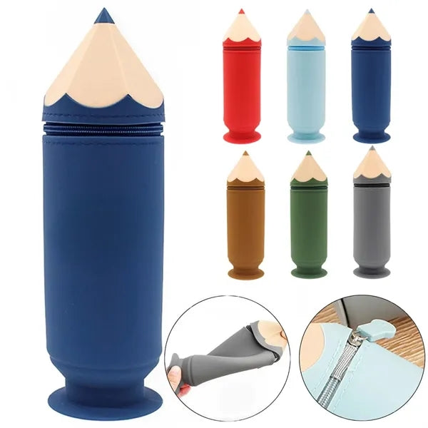 Silicone Pencil Case with Suction Cup for Travel and Daily