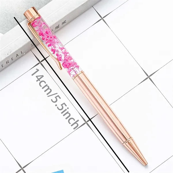 Stylish Vibrant Liquid Flower Ballpoint Pens Smooth Writing
