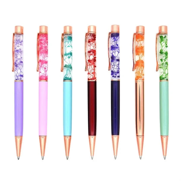 Stylish Vibrant Liquid Flower Ballpoint Pens Smooth Writing