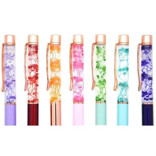 Stylish Vibrant Liquid Flower Ballpoint Pens Smooth Writing