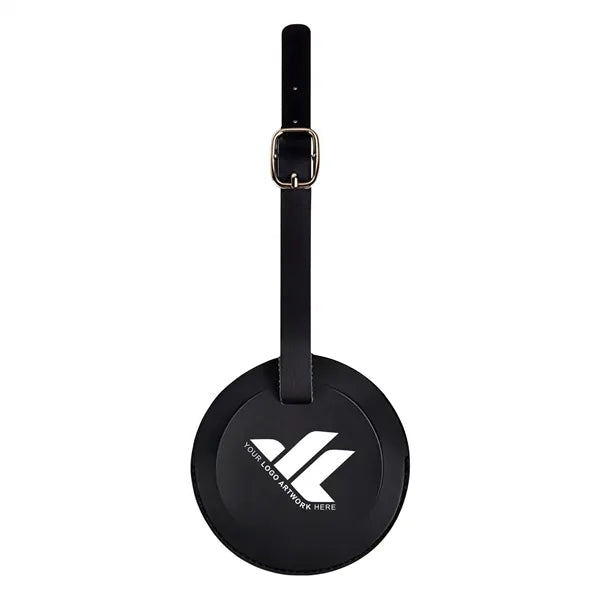 Round PU leather luggage tag/boarding pass holder