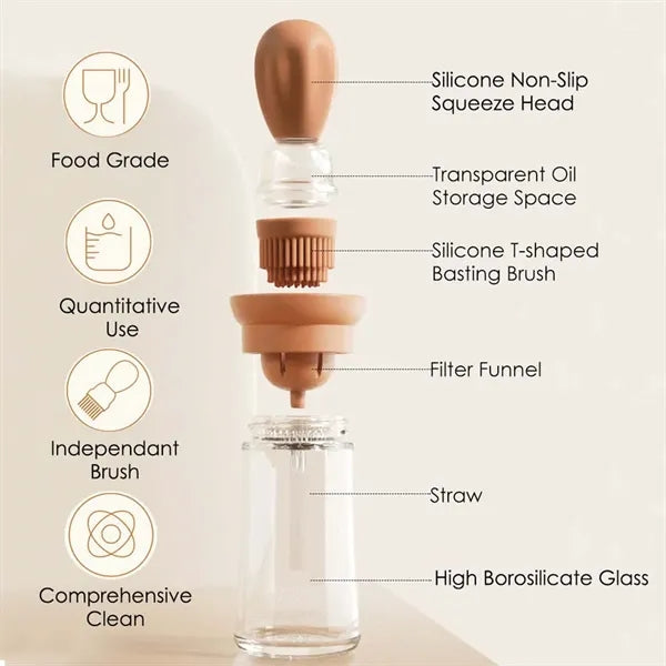 2-in-1 Precision Oil Dispenser Bottle with Basting Brush