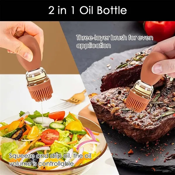 2-in-1 Precision Oil Dispenser Bottle with Basting Brush