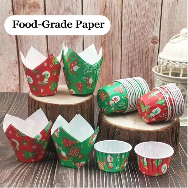 Food-Grade Paper Baking Cups for Holiday Muffins & Gifts
