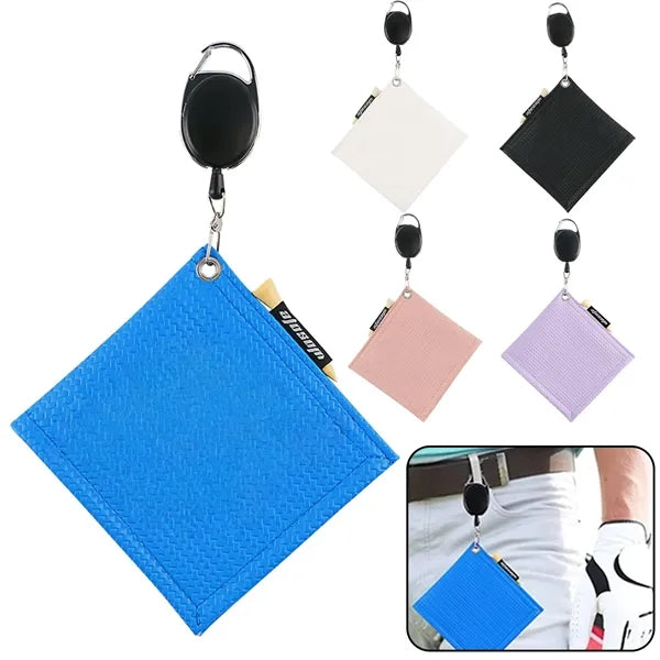 Small Golf Woven Pattern Towel with Retractable Clip
