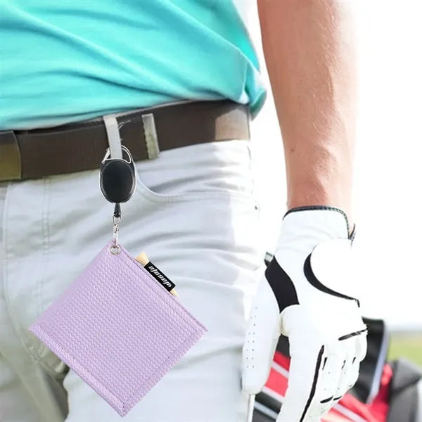 Small Golf Woven Pattern Towel with Retractable Clip