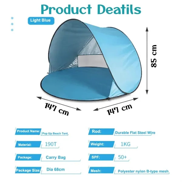 Portable Pop Up Beach Tent Quick Set up Sun Shade Shelter
