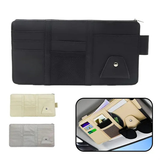 PU Leather Multi Function Car Visor Organizer