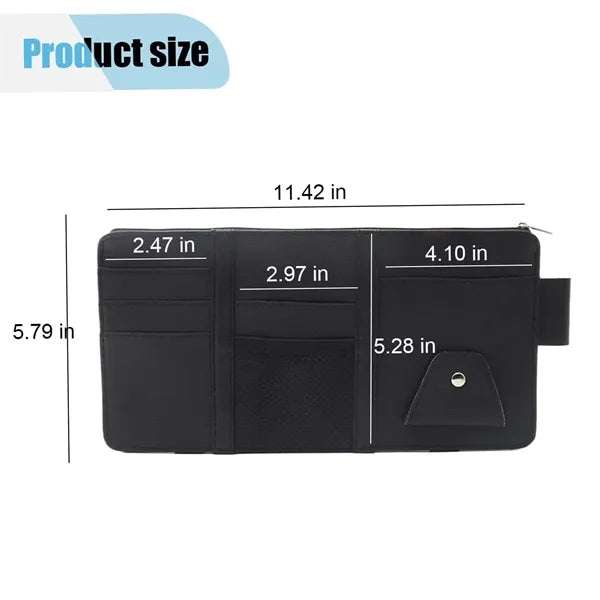 PU Leather Multi Function Car Visor Organizer