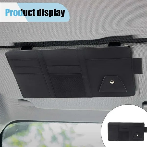 PU Leather Multi Function Car Visor Organizer