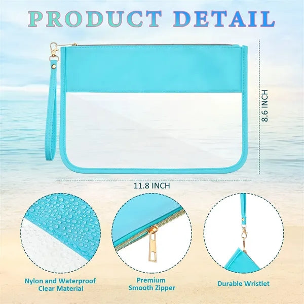 Travel Clear PVC Flat Zipper Pouch Nylon Makeup Bags