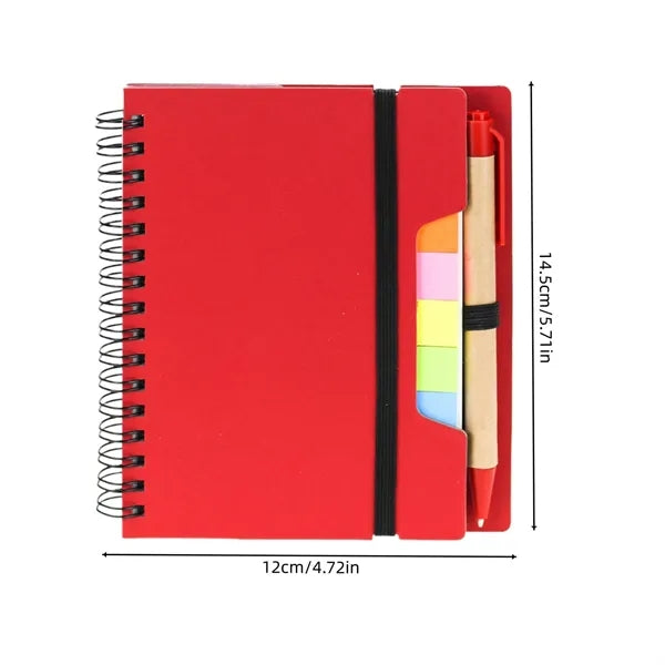 Spiral Notebook with Pen Sticky Notes Labels