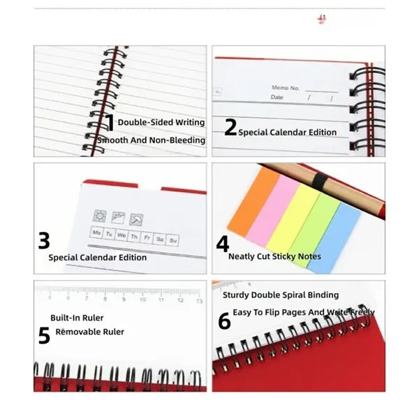 Spiral Notebook with Pen Sticky Notes Labels