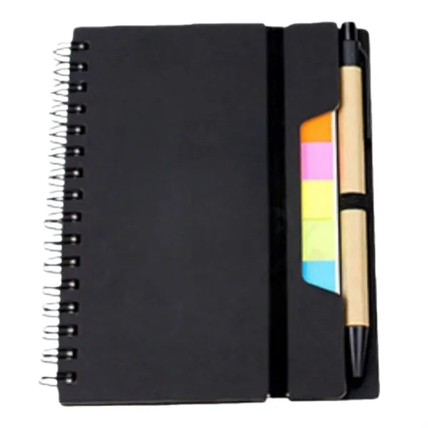 Spiral Notebook with Pen Sticky Notes Labels