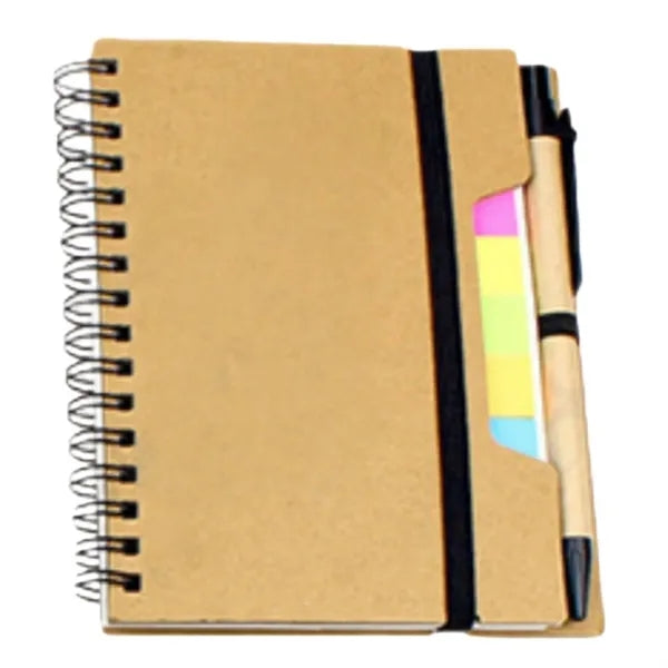 Spiral Notebook with Pen Sticky Notes Labels