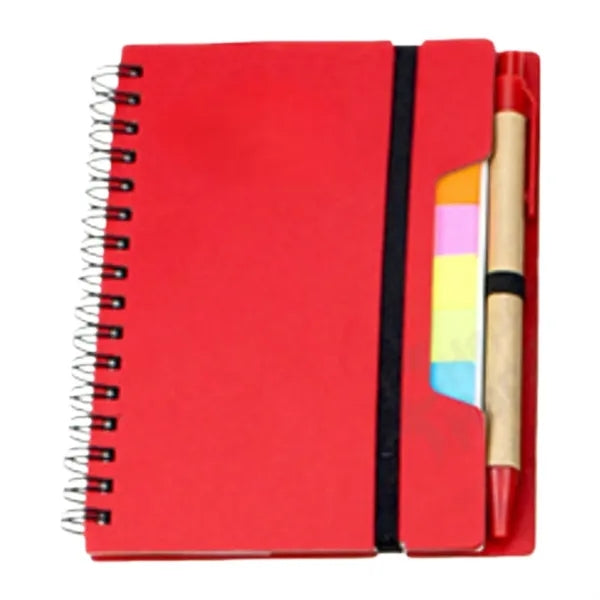 Spiral Notebook with Pen Sticky Notes Labels