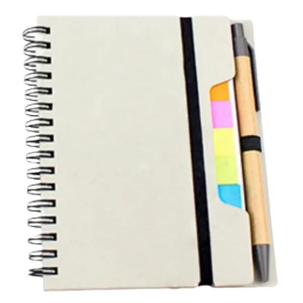 Spiral Notebook with Pen Sticky Notes Labels