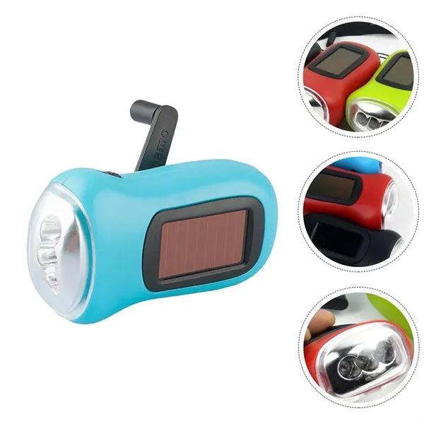 Hand Crank Solar Flashlight 3LED Rechargeable Battery