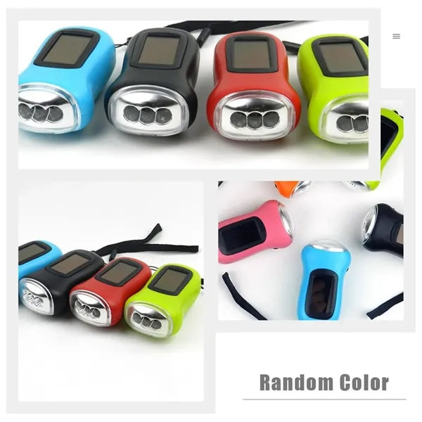 Hand Crank Solar Flashlight 3LED Rechargeable Battery