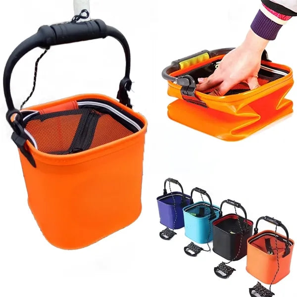 Portable Eva Collapsible Fishing Bucket With Rope Outdoor