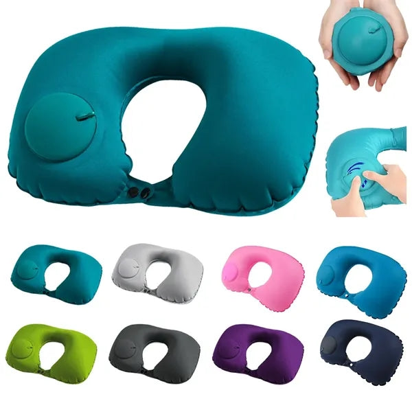 Portable U-Shaped Push Inflatable Travel Neck Pillows