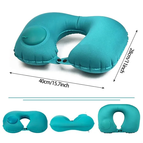 Portable U-Shaped Push Inflatable Travel Neck Pillows
