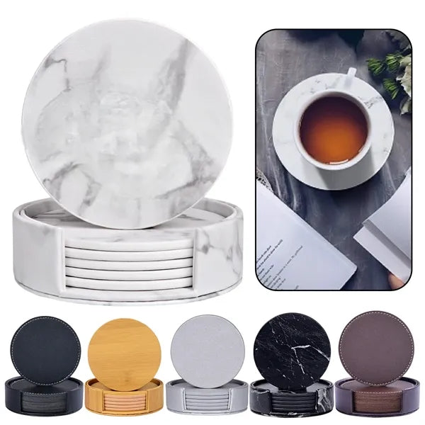 Premium Heat Resistant Leather 6 PCS Coasters for Drinks