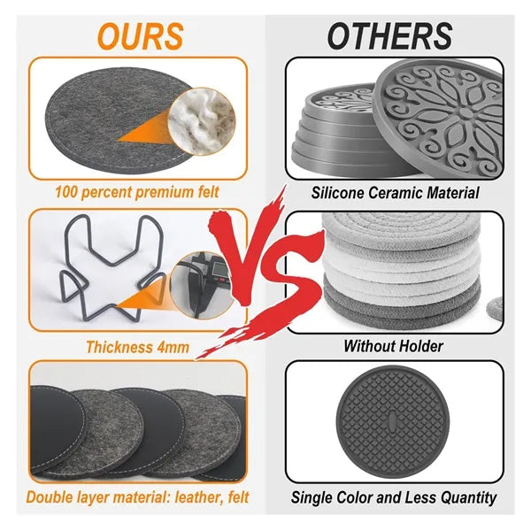 Premium Heat Resistant Leather 6 PCS Coasters for Drinks