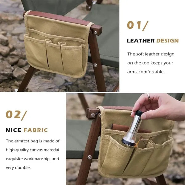 Outdoor Chair Armrest Pocket Bag Smartphone Storage Travel