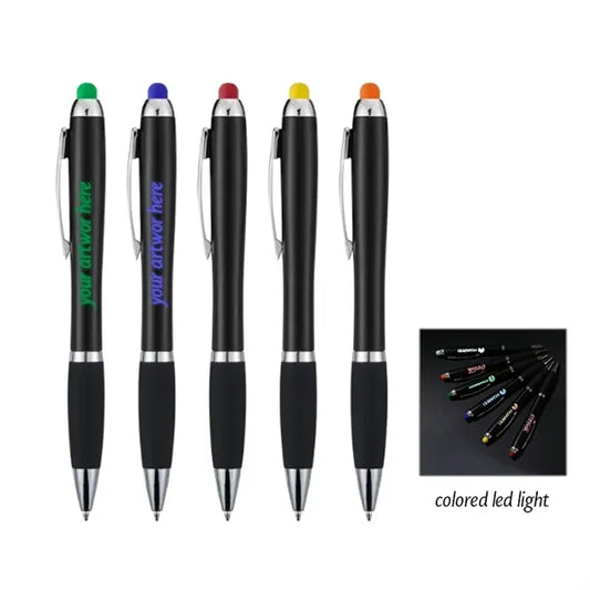 Plastic Black Pen With colored Led lights