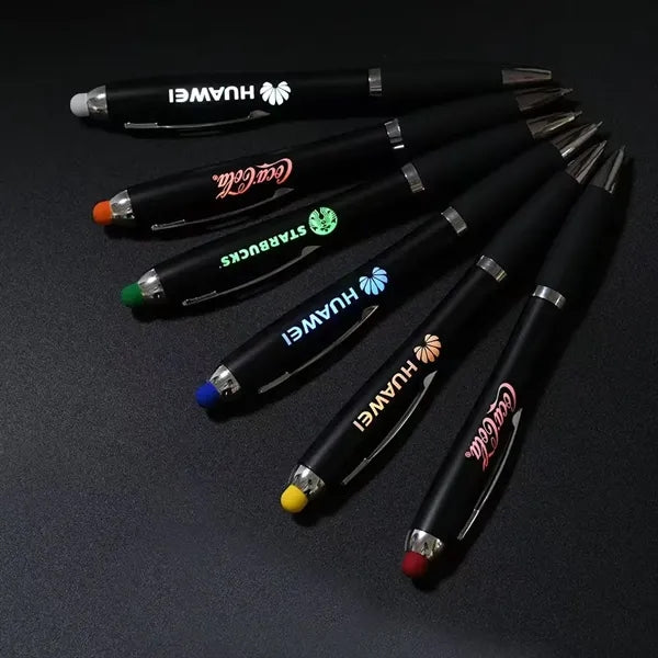 Plastic Black Pen With colored Led lights