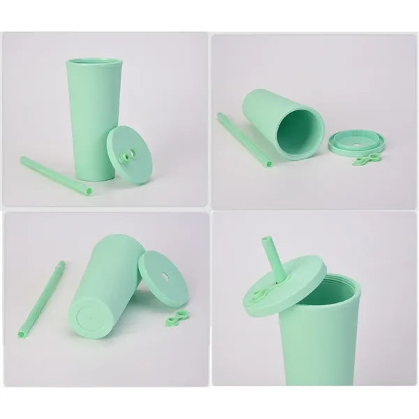 24oz Plastic Straw Cup for Milk Tea Transparent