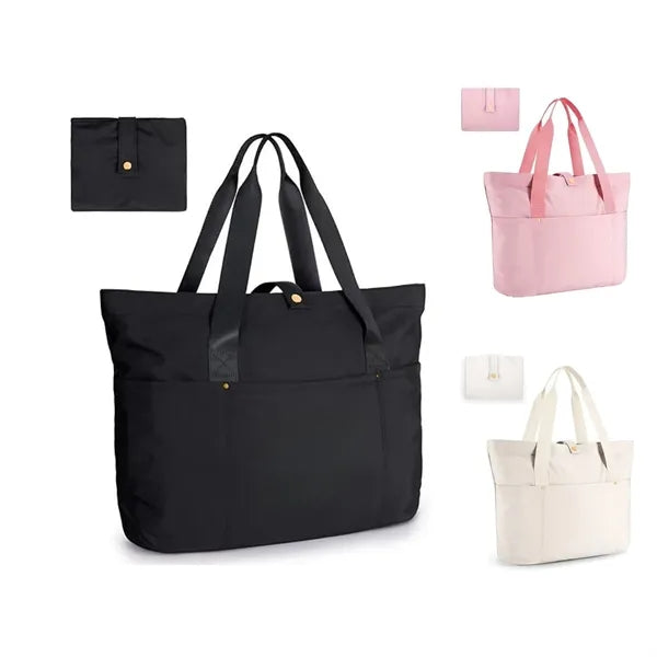 Foldable Large Zip Nylon Tote Bag Expandable Travel