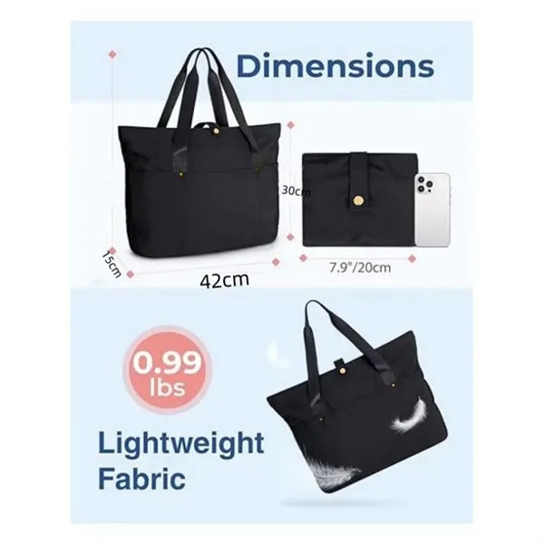 Foldable Large Zip Nylon Tote Bag Expandable Travel