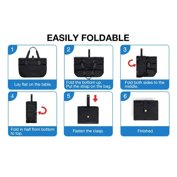 Foldable Large Zip Nylon Tote Bag Expandable Travel