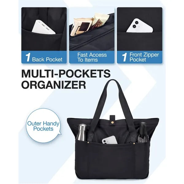Foldable Large Zip Nylon Tote Bag Expandable Travel