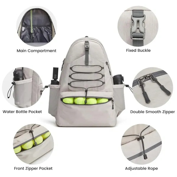 Large Tennis Pickleball Backpack Unisex Travel Court
