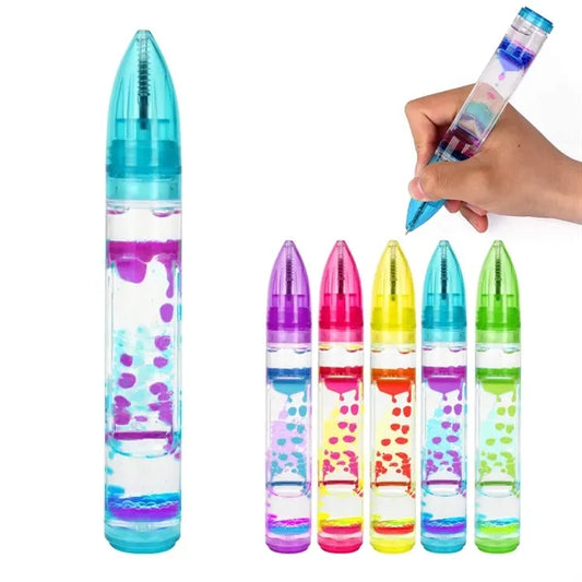 Multicolor Hourglass Oil Drop Stress Relief Writing Toy Pen