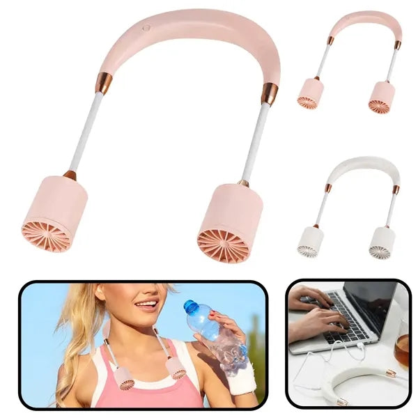 USB Rechargeable Long-Lasting Neck Fan with 3 Speeds