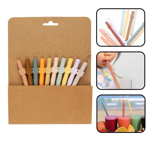 Colorful Food Grade Silicone Straws Set for Everyday Use