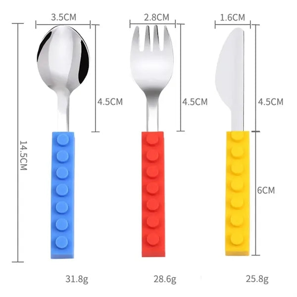 Interlocking Toddler Cutlery Set with Fun Blocks