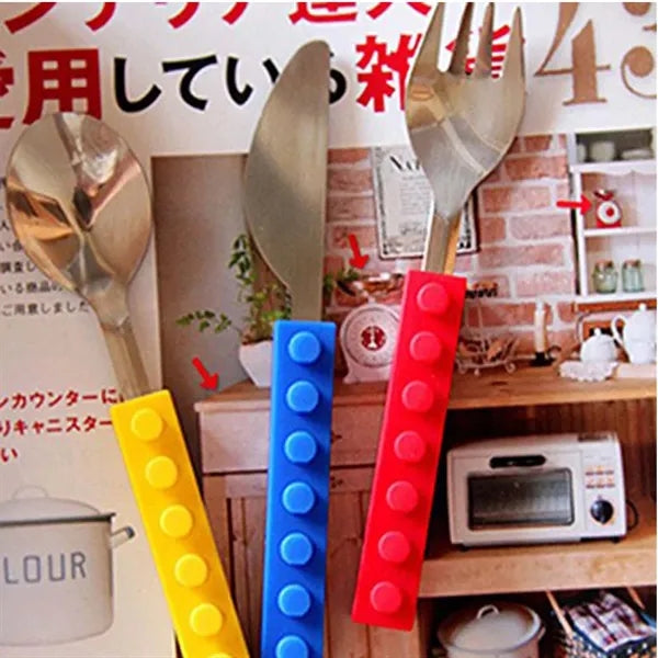 Interlocking Toddler Cutlery Set with Fun Blocks