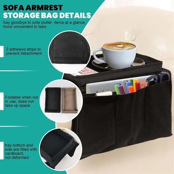 Durable Large Capacity Sofa Armrest Organizer Easy Access