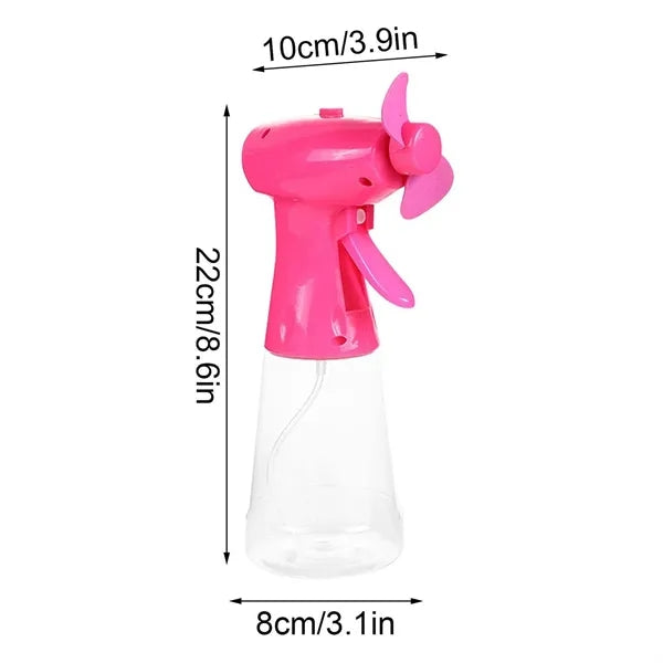 Portable Cooling Battery Fan Spray Bottle - Vibrant Color