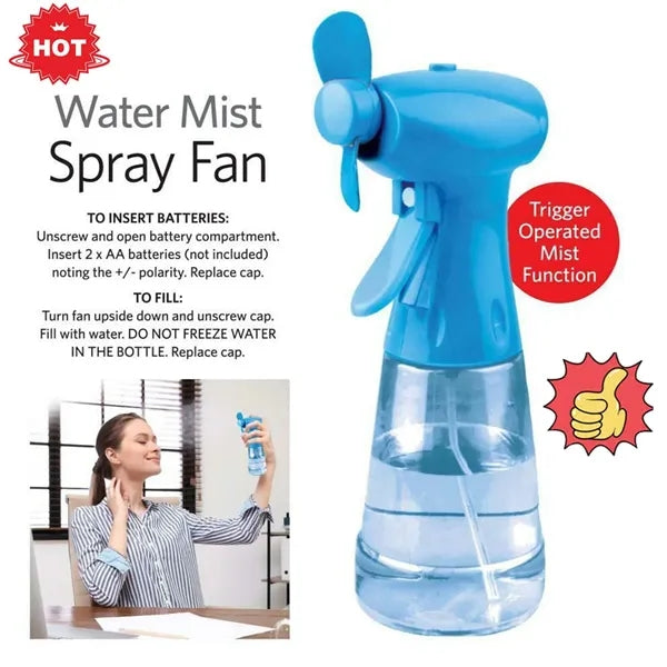 Portable Cooling Battery Fan Spray Bottle - Vibrant Color