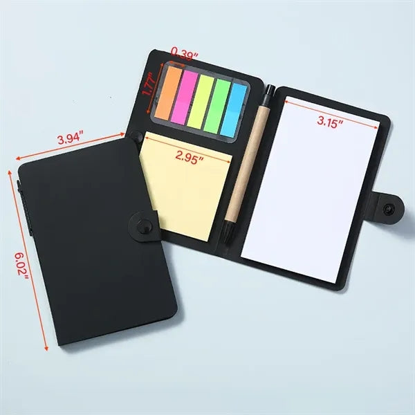 Notebook with Sticky Notes and Pen