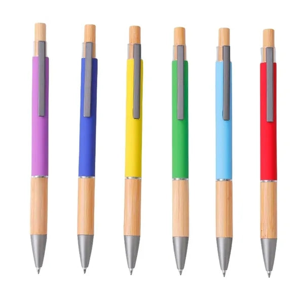 Natural Bamboo Wood With Black Ink Ballpoint Pens
