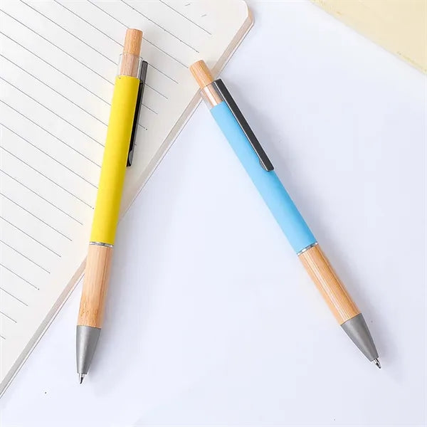 Natural Bamboo Wood With Black Ink Ballpoint Pens